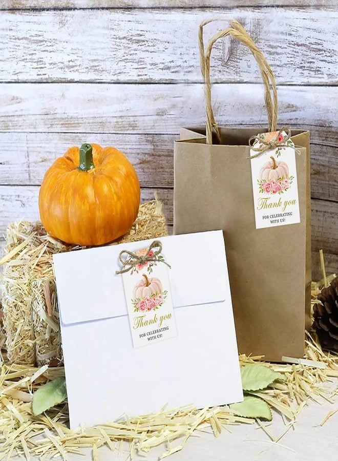 Aukolass 50 Pink Pumpkin Gift Tags - Fall Theme with String, Thank You Tags for Wedding, Birthday, Baby Shower & Party Favors (Two Colors) - Image 3